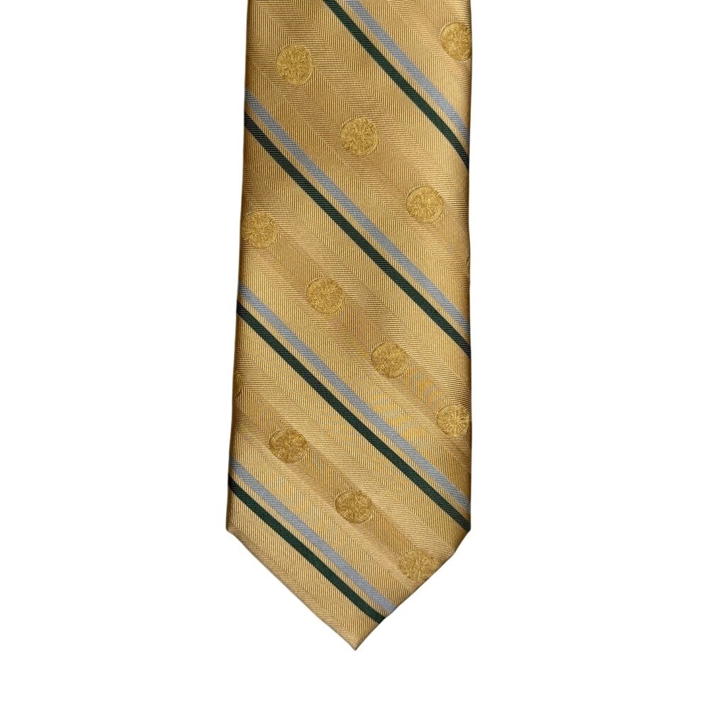 Vintage‎ 100% Silk Gold Crest Tie Preppy Old Money Heritage Luxury Necktie